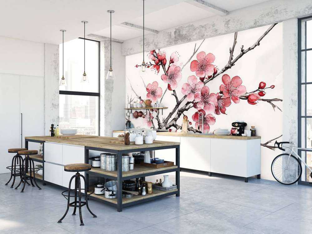 Ink Cherry Blossoms Branches #6