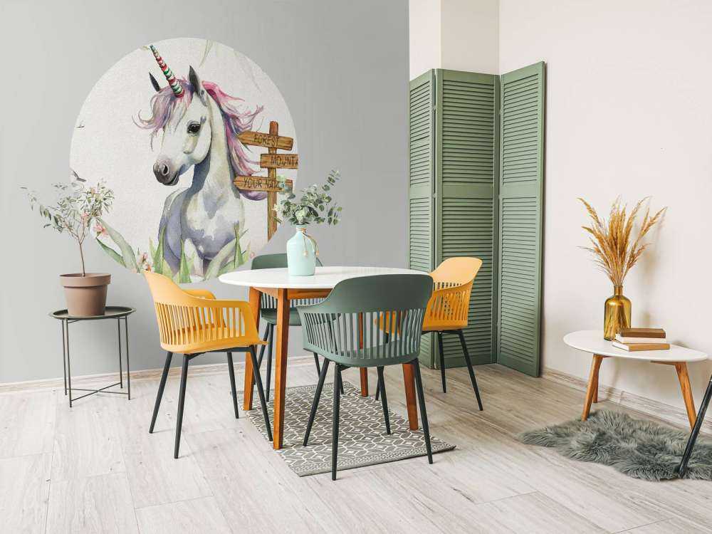 Baby unicorn with plants