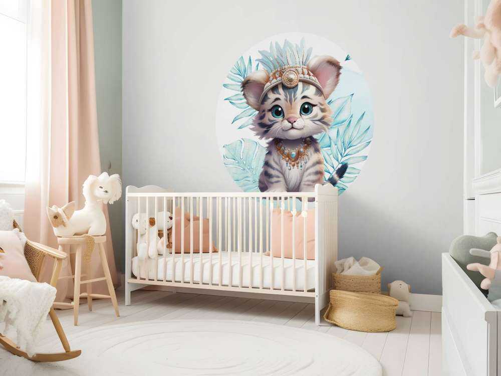 Baby tiger and blue leaf