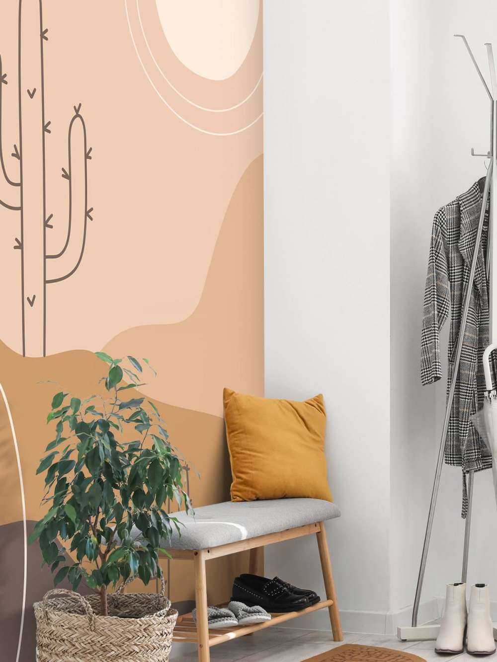 Abstracte cactussen en bergen