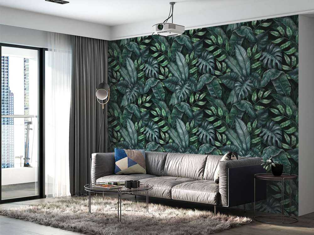 Botanical pattern with palm leaves