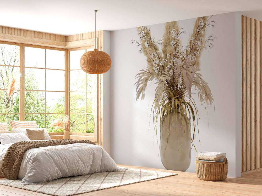 Beige planten in een vaas