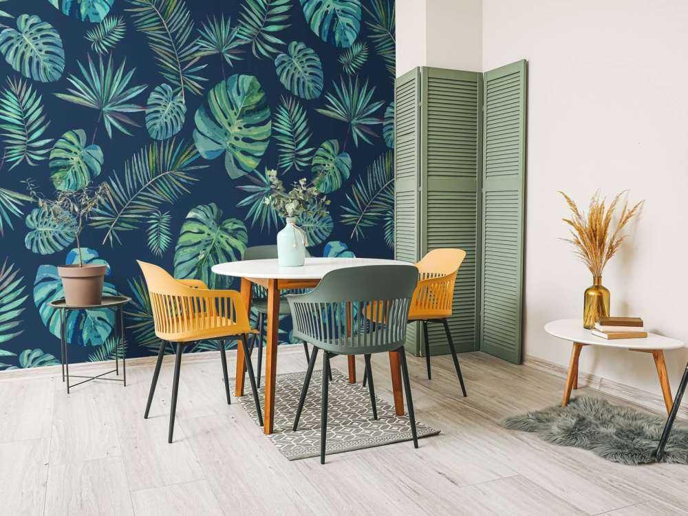 Palm leaves and monstera