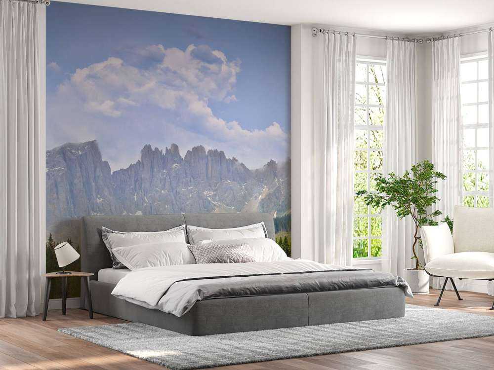 Mountains with trees and clouds