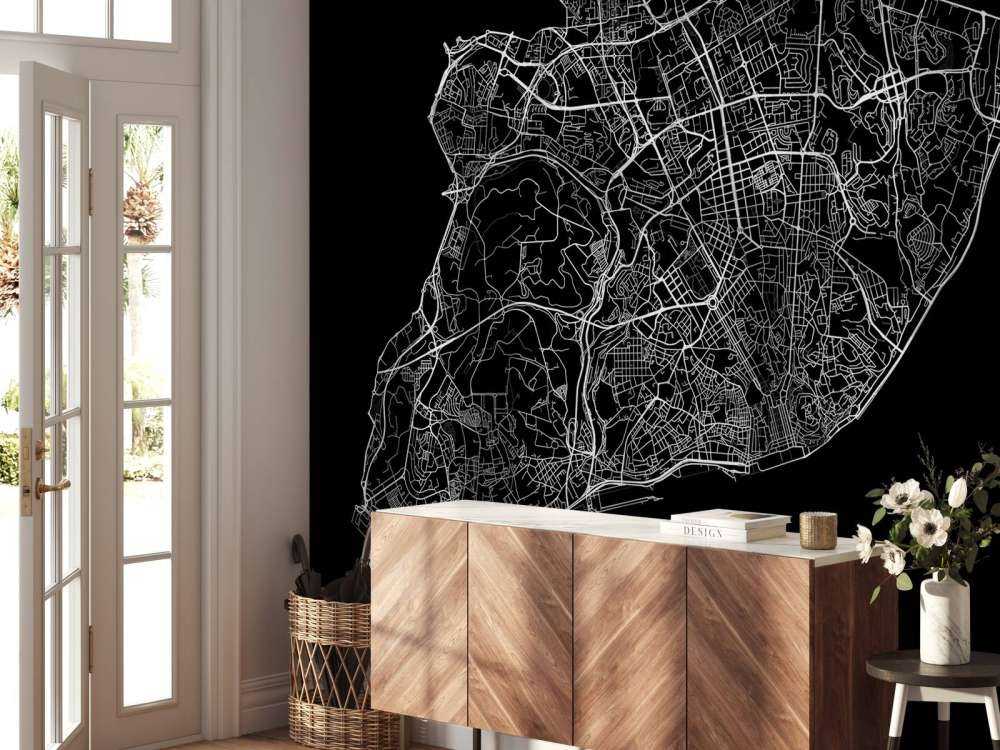 Plattegrond van Lissabon, zwart