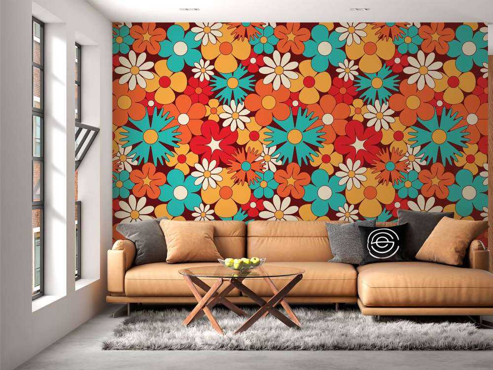 Cheerful retro flowers