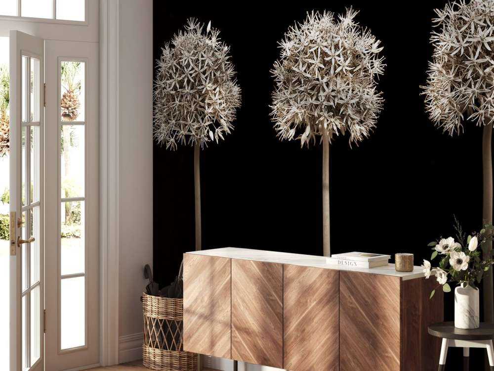 Three allium flowers in a row