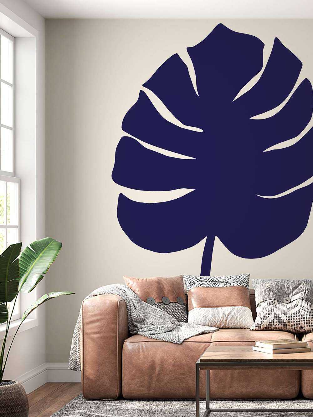 Monstera Leaf Dark Blue
