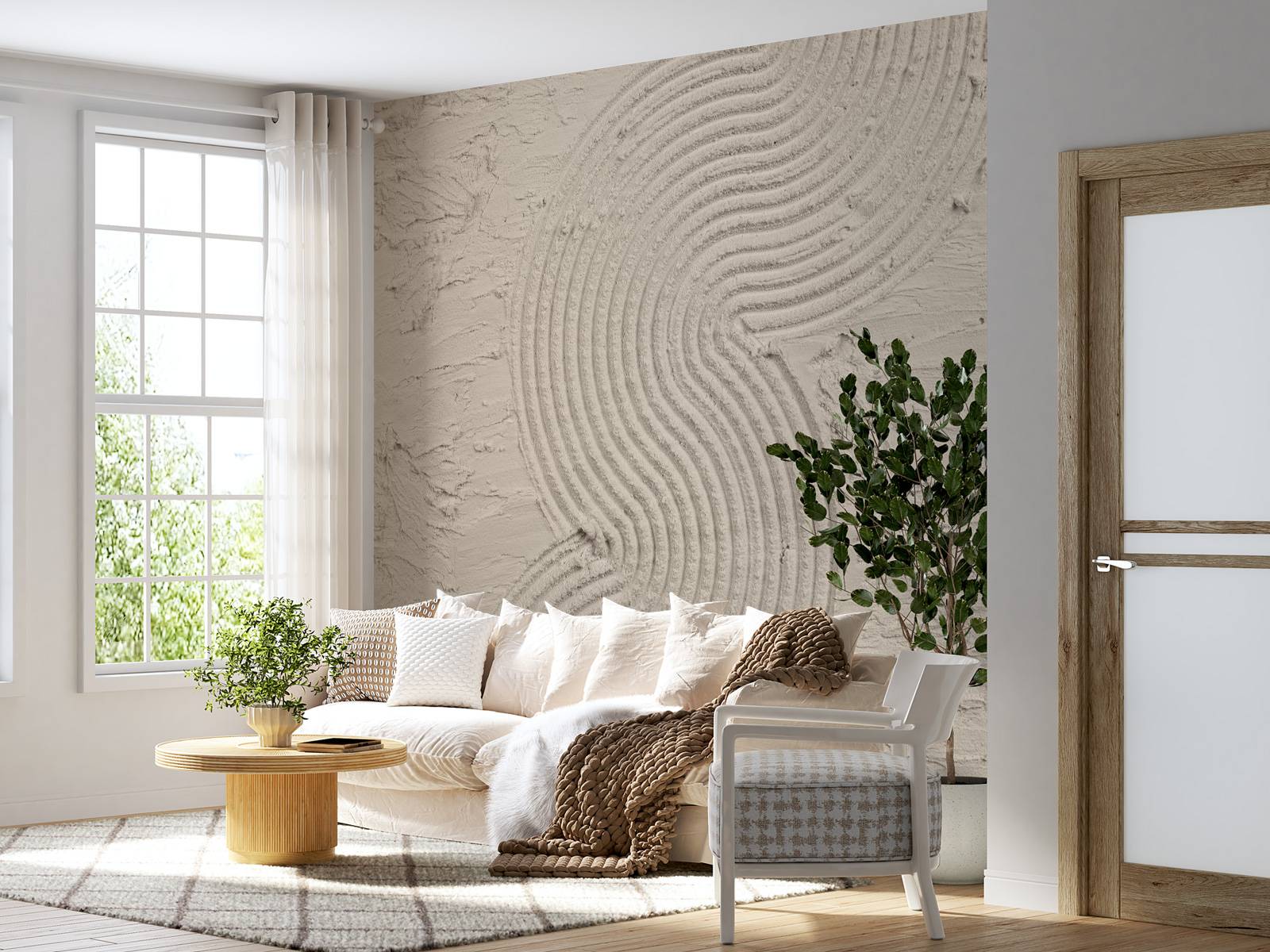 Organic lines and structures hem in linen