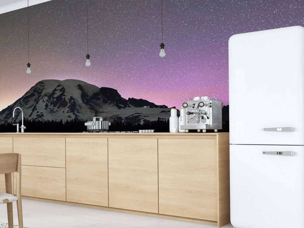 Mount Rainier with northern lights