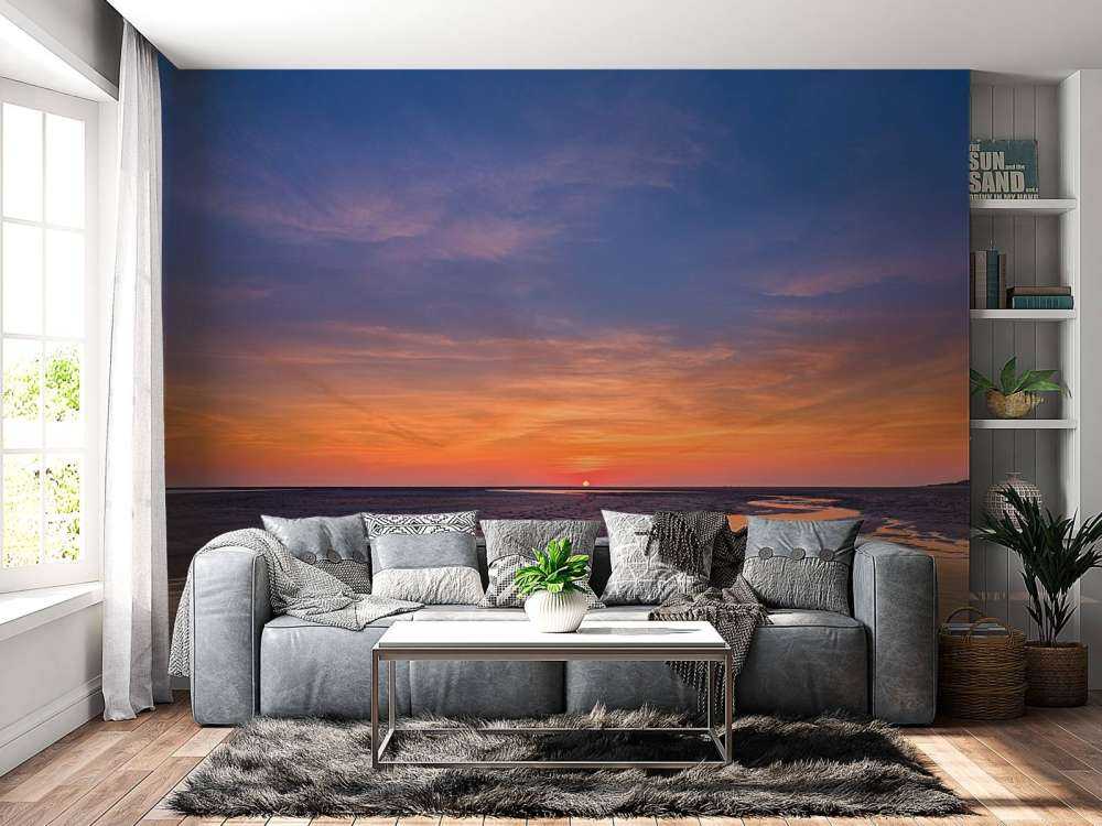 Zonsondergang met gekleurde lucht