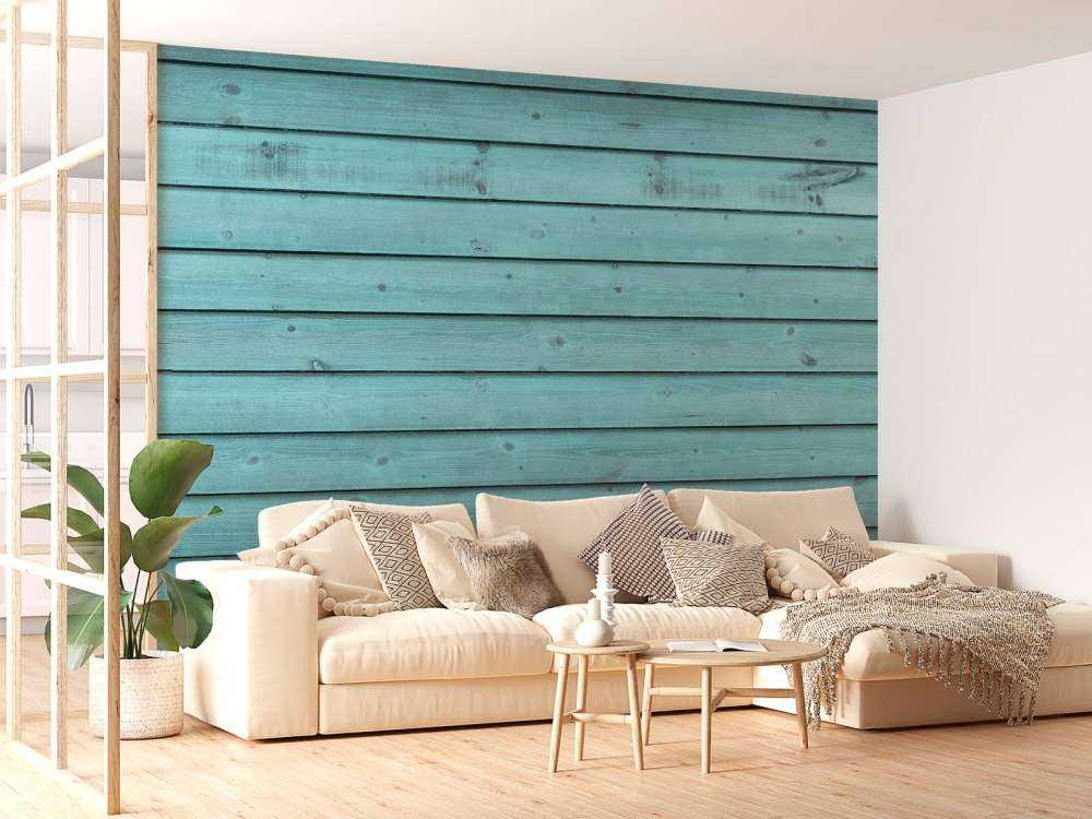 Blauw geverfd hout