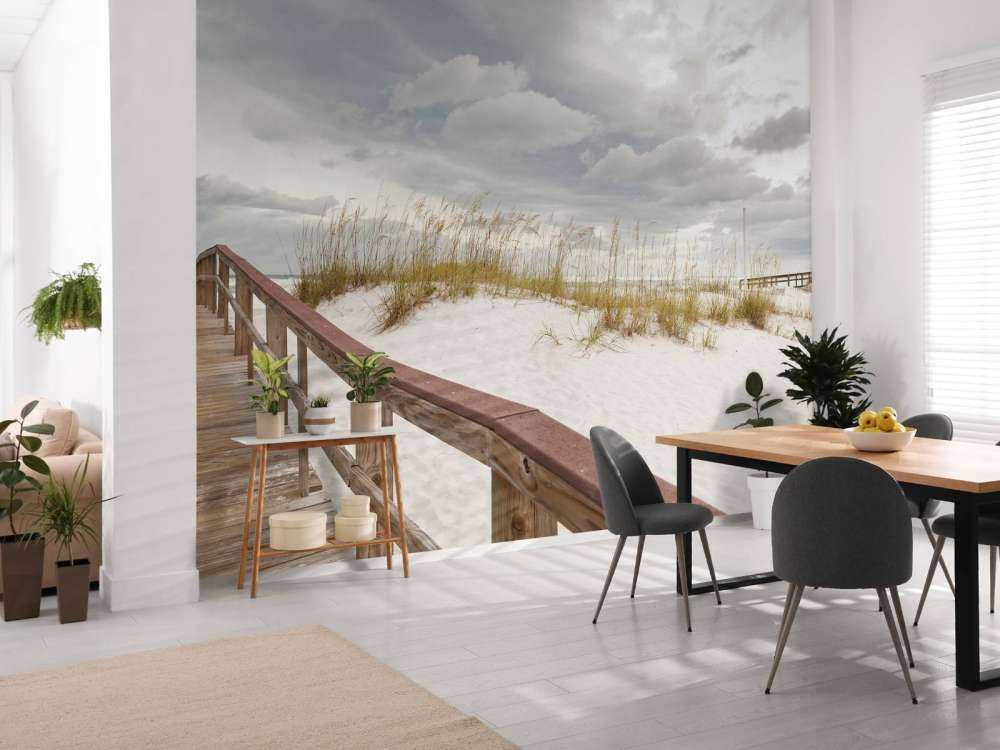 Houten brug over een duin