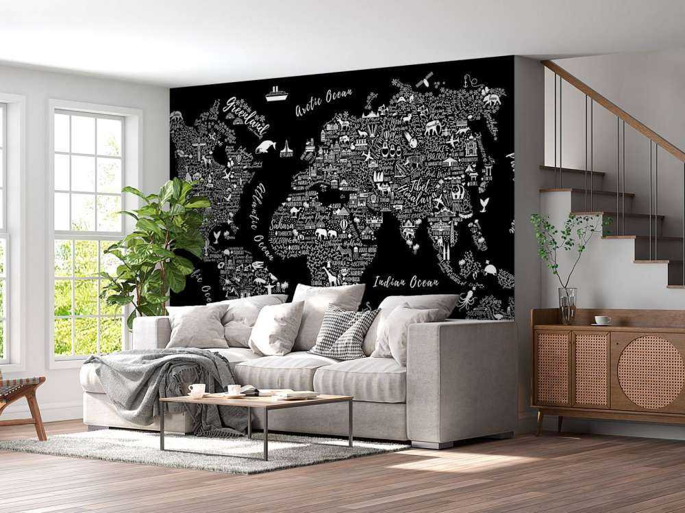 Zwart-wit wereldkaart