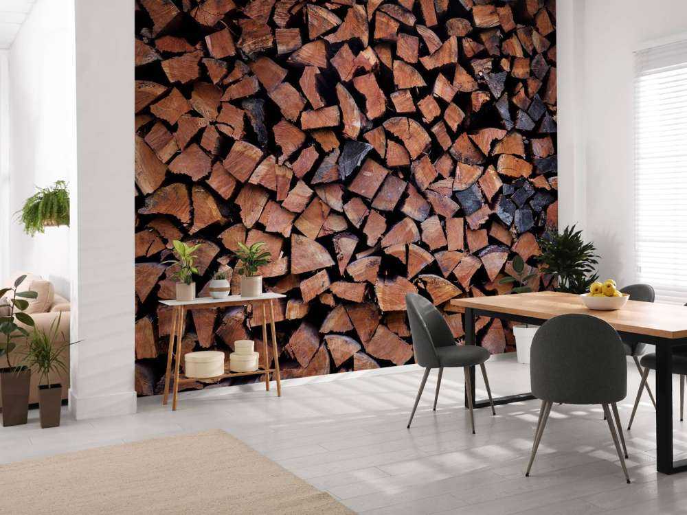 Split and stacked wood