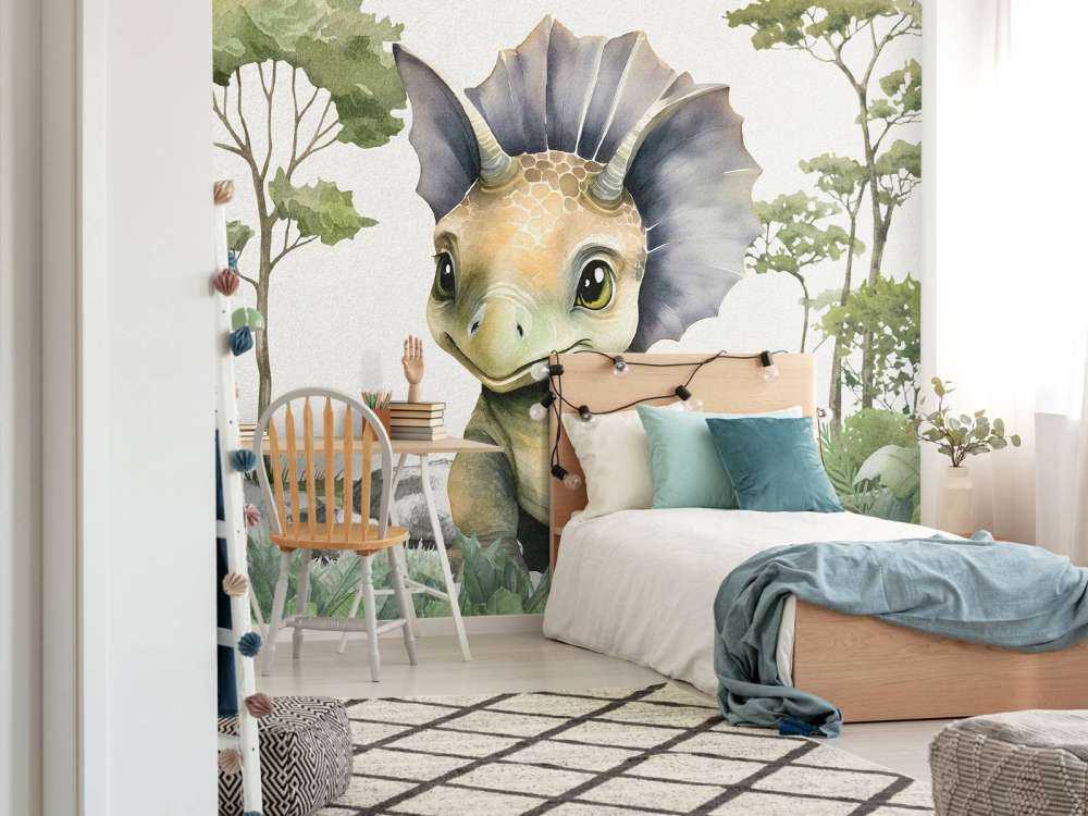 Baby triceratops in the jungle