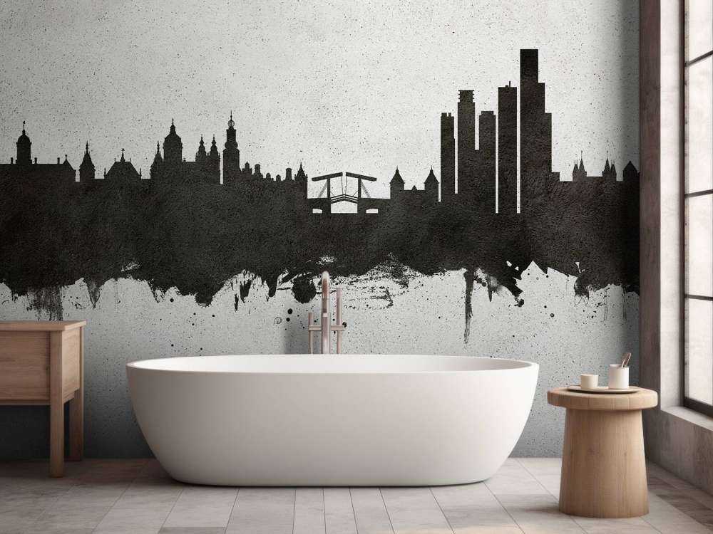 Watercolor skyline, Amsterdam