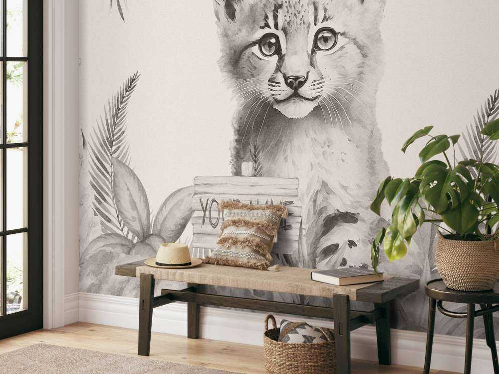 Baby lynx in the jungle beige