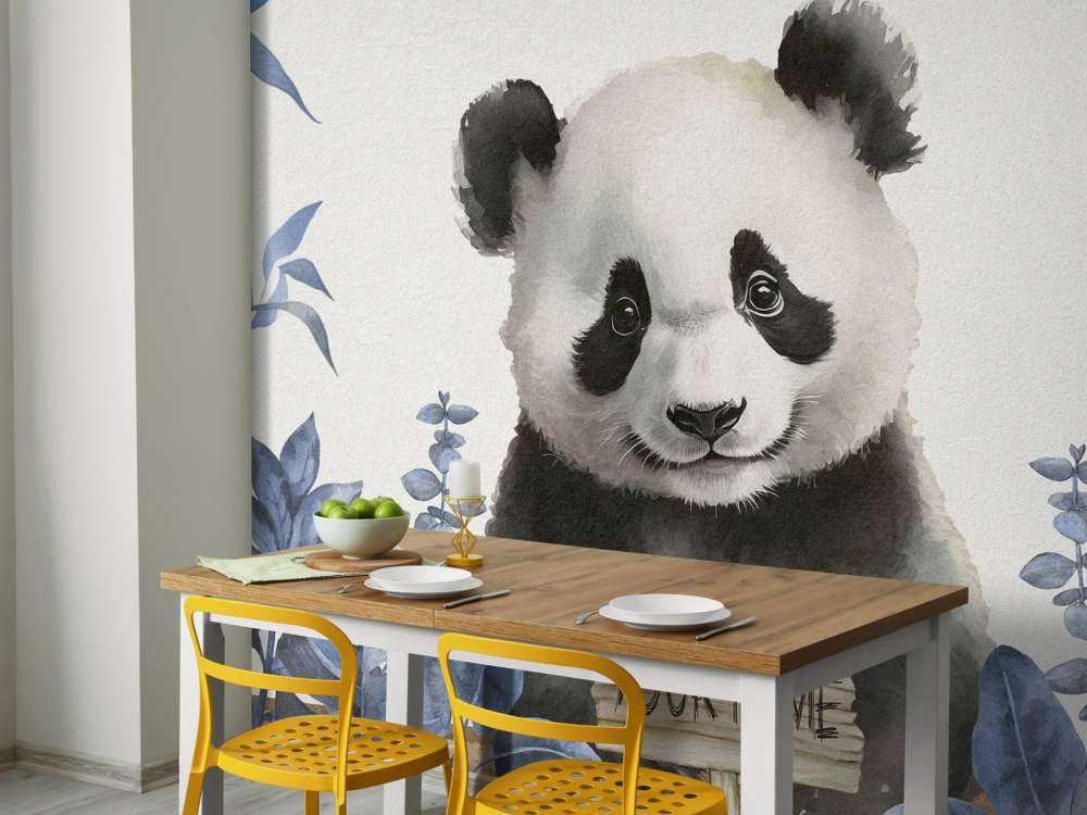 Baby panda in the jungle blue