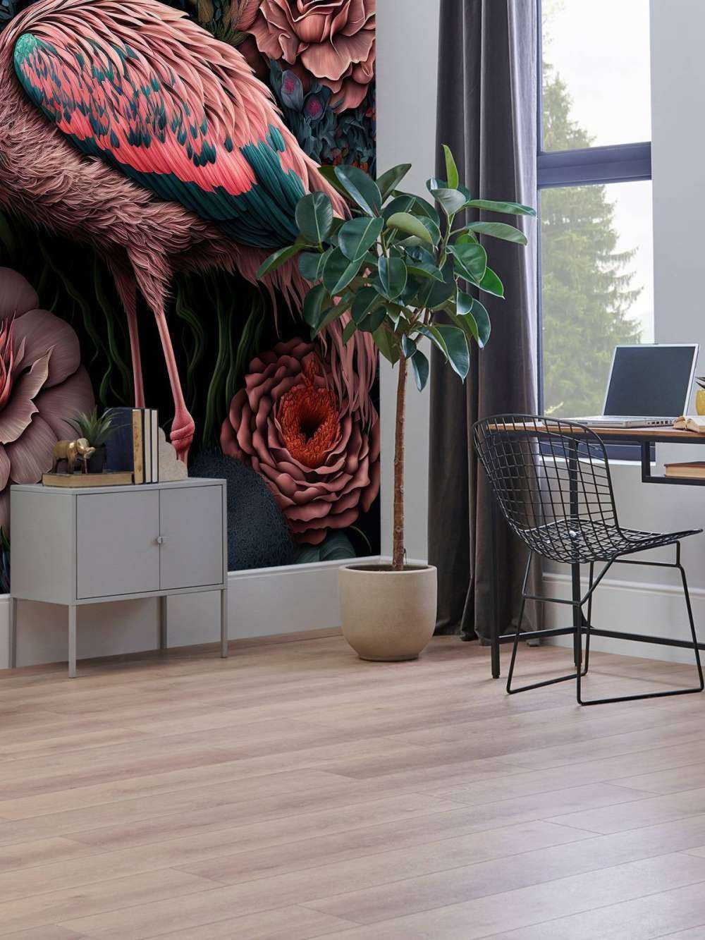 Flamingo Floral Splendor Night