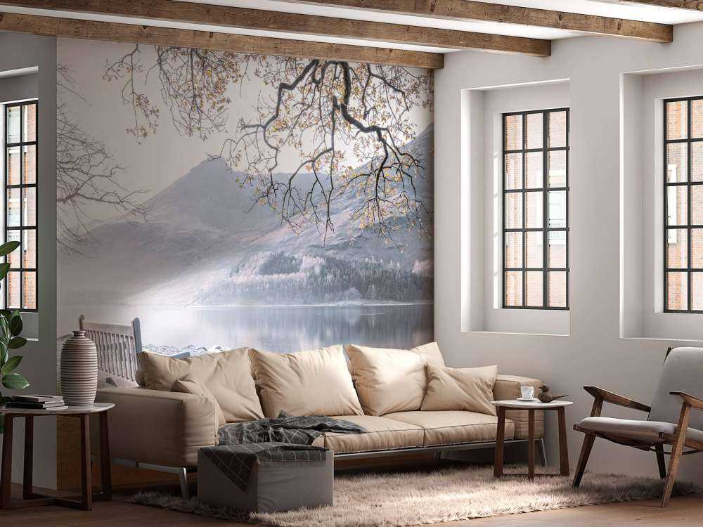 Bench by a quiet lake