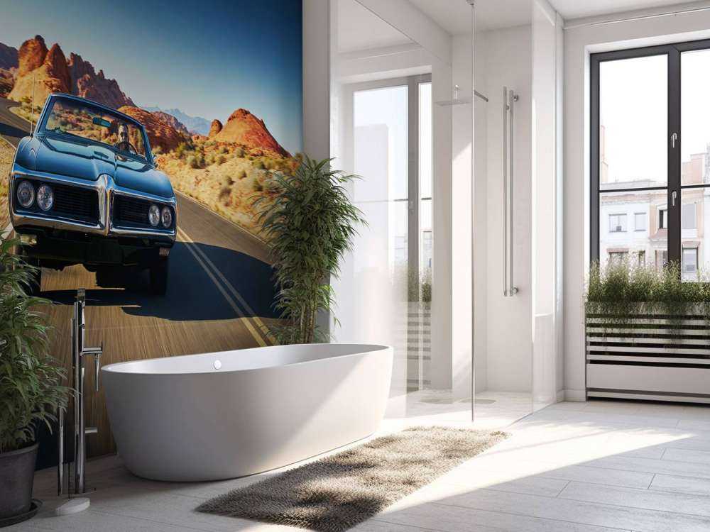 Muscle car in an American landscape