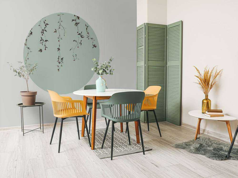 Clematis sprigs on grey green