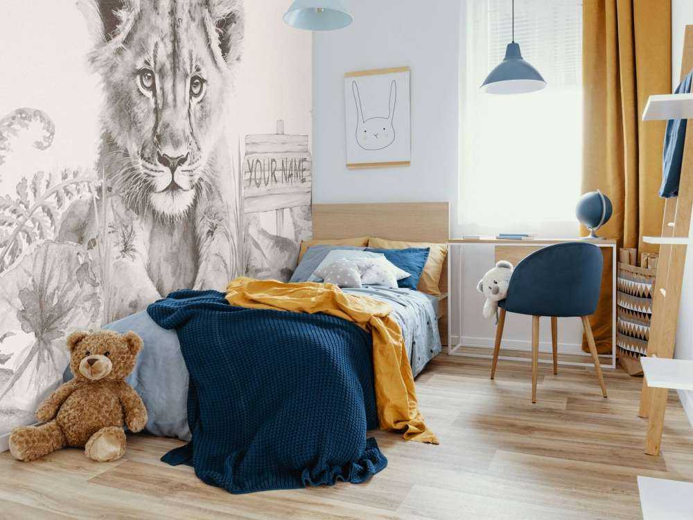 Baby lion in the jungle beige