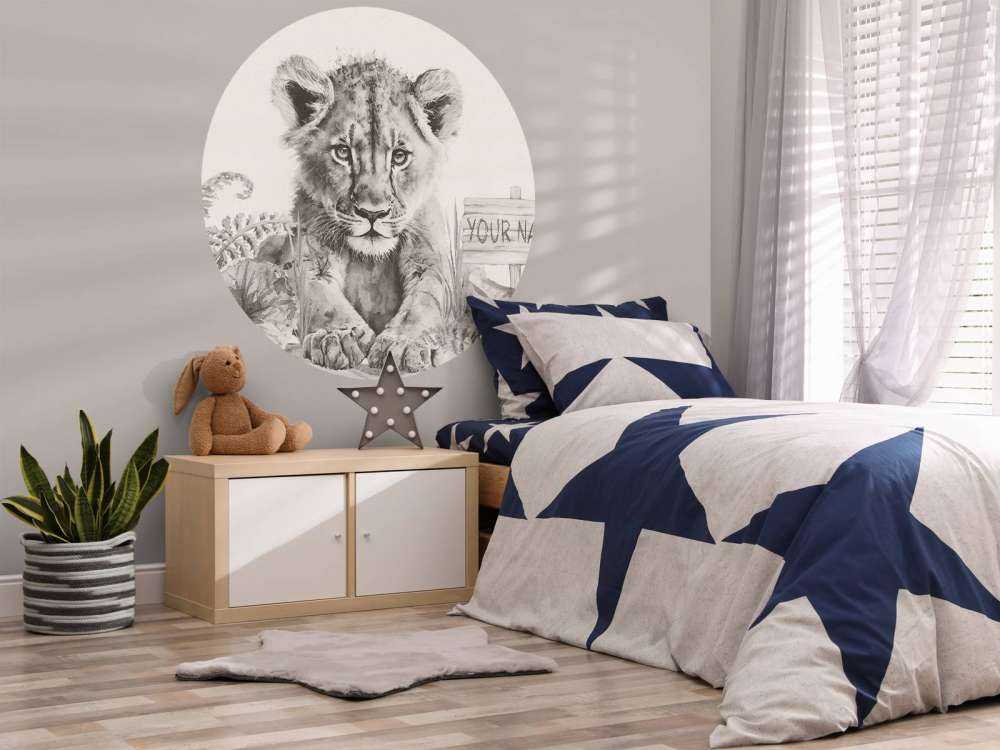 Baby lion in the jungle beige