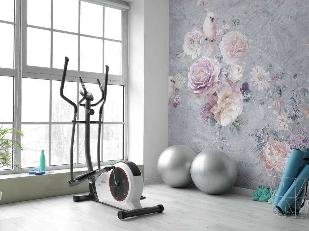 Parrots among flowers