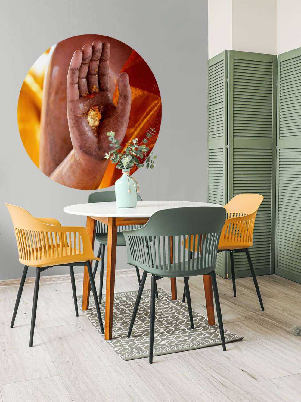 Palm with gold plaque Temple complex Bangkok (Thailand)  