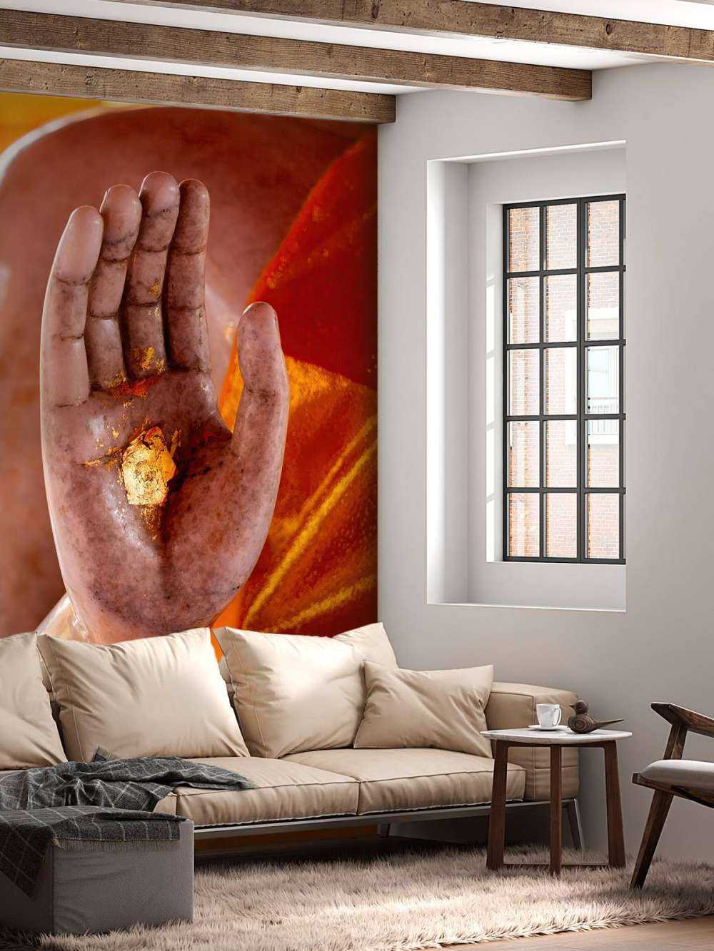 Palm with gold plaque Temple complex Bangkok (Thailand)  