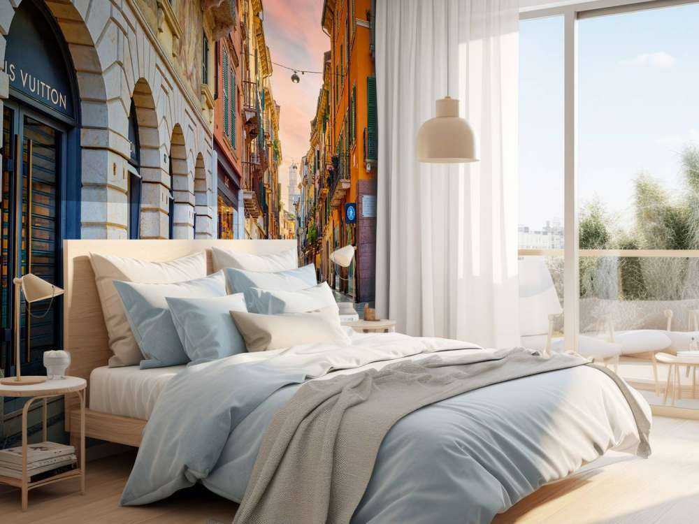 Shopping street at sunrise