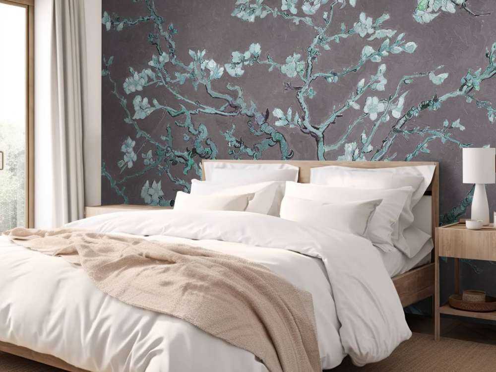 Almond blossom with a blue tint