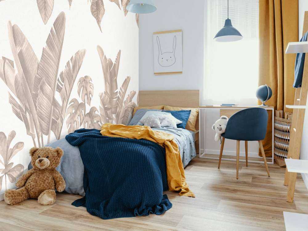 Jungle leaves in taupe