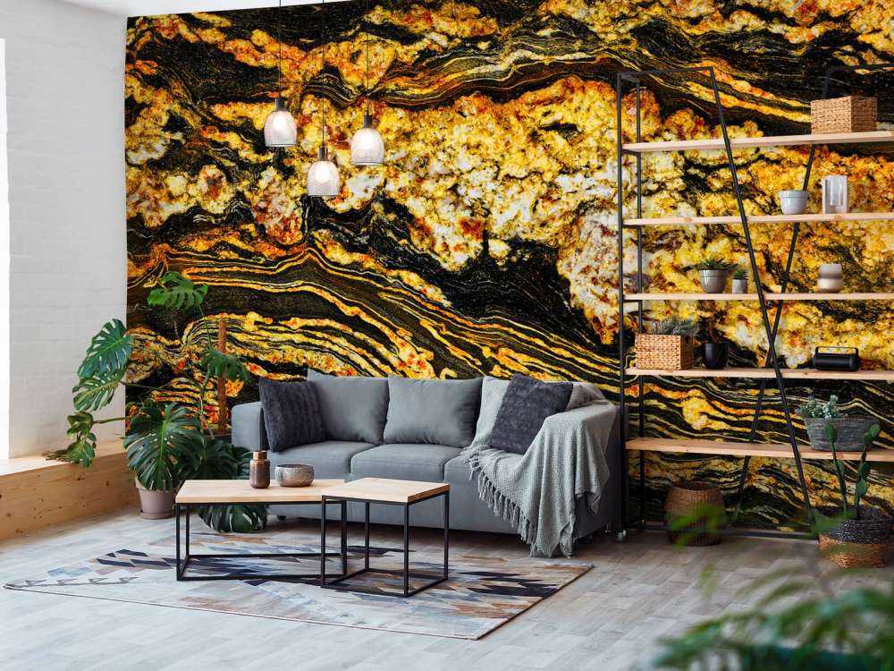 Black gold coloured marble