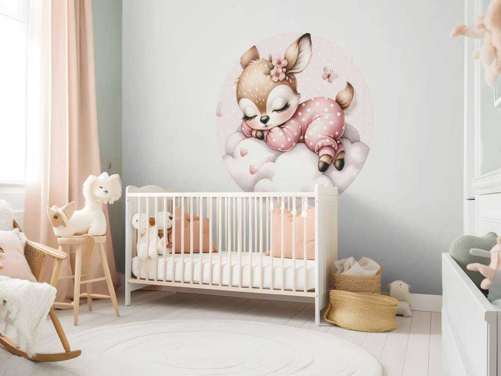 Sleeping little deer on a cloud