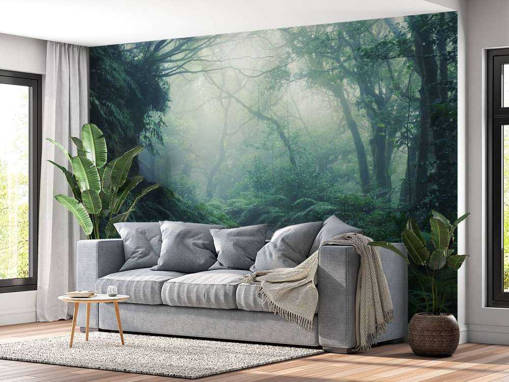 Green foggy forest
