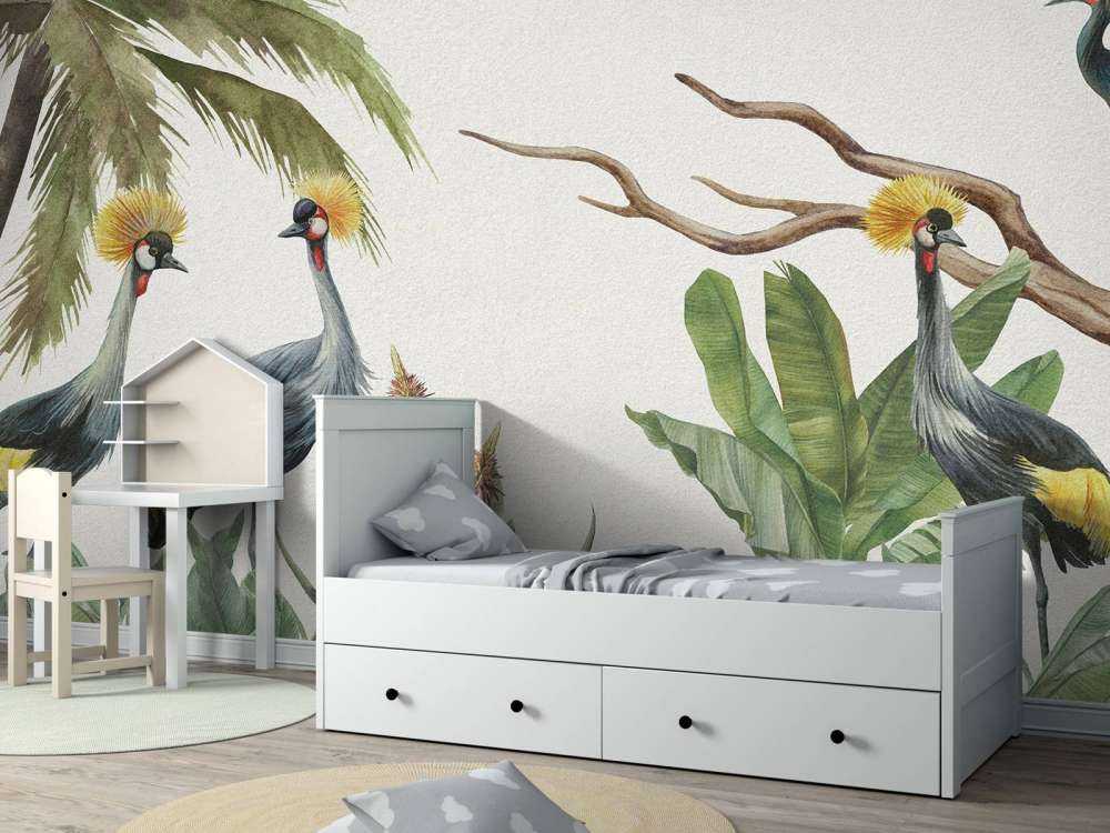 Jungle with cranes
