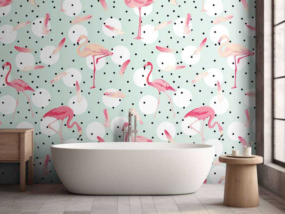 Flamingos and feathers