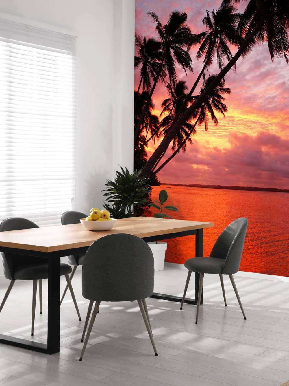 Palm trees over a red ocean