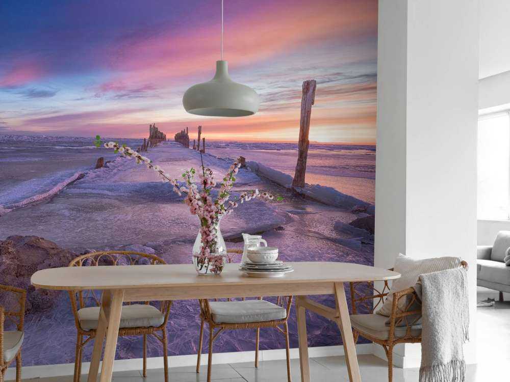 Heads of poles on the frozen Baltic Sea