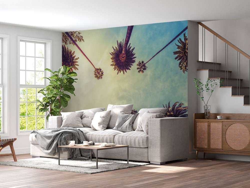 Bottom view of palm trees