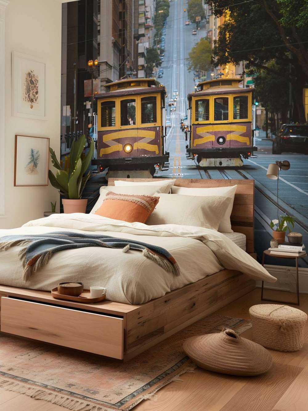 Yellow trams in San Francisco USA