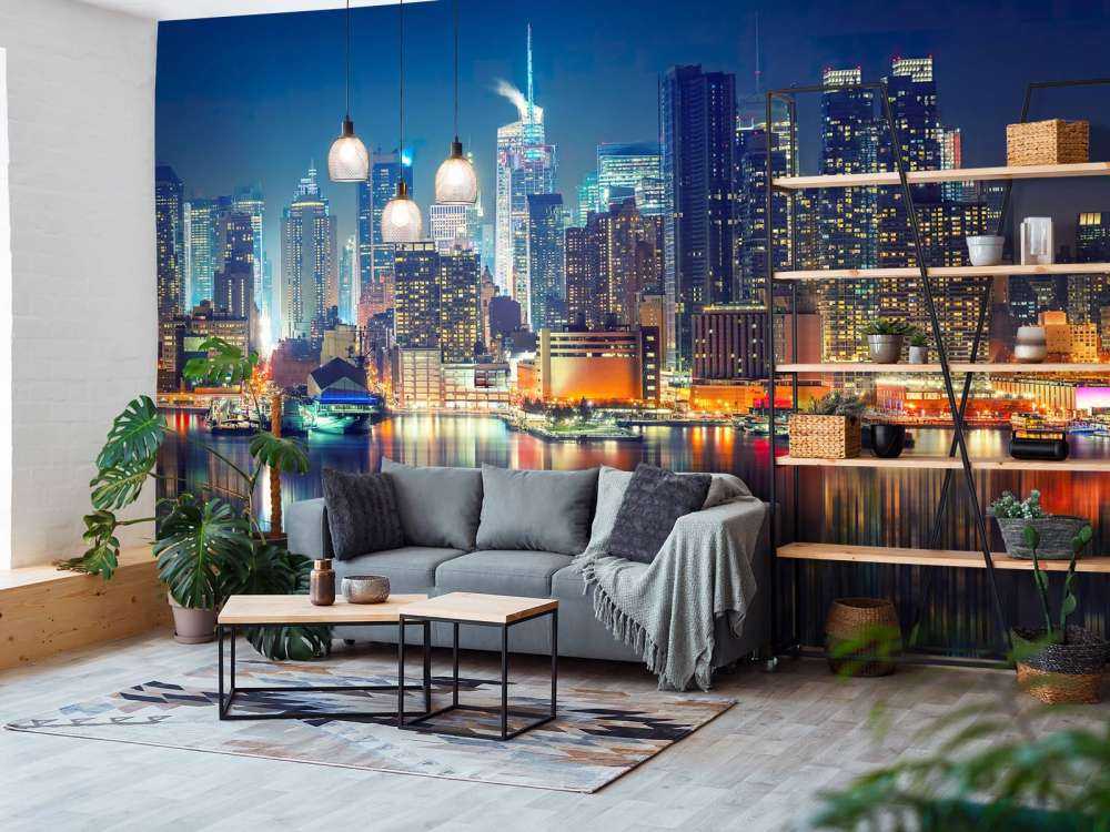 Photo wallpaper New York skyline at night
