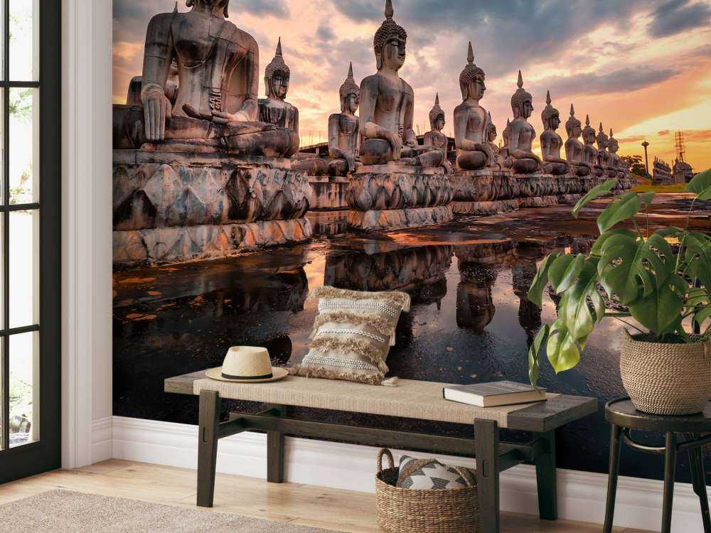 Buddha statues on water