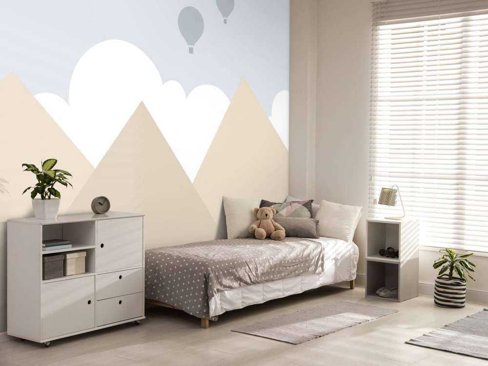 High mountains with hot air balloons