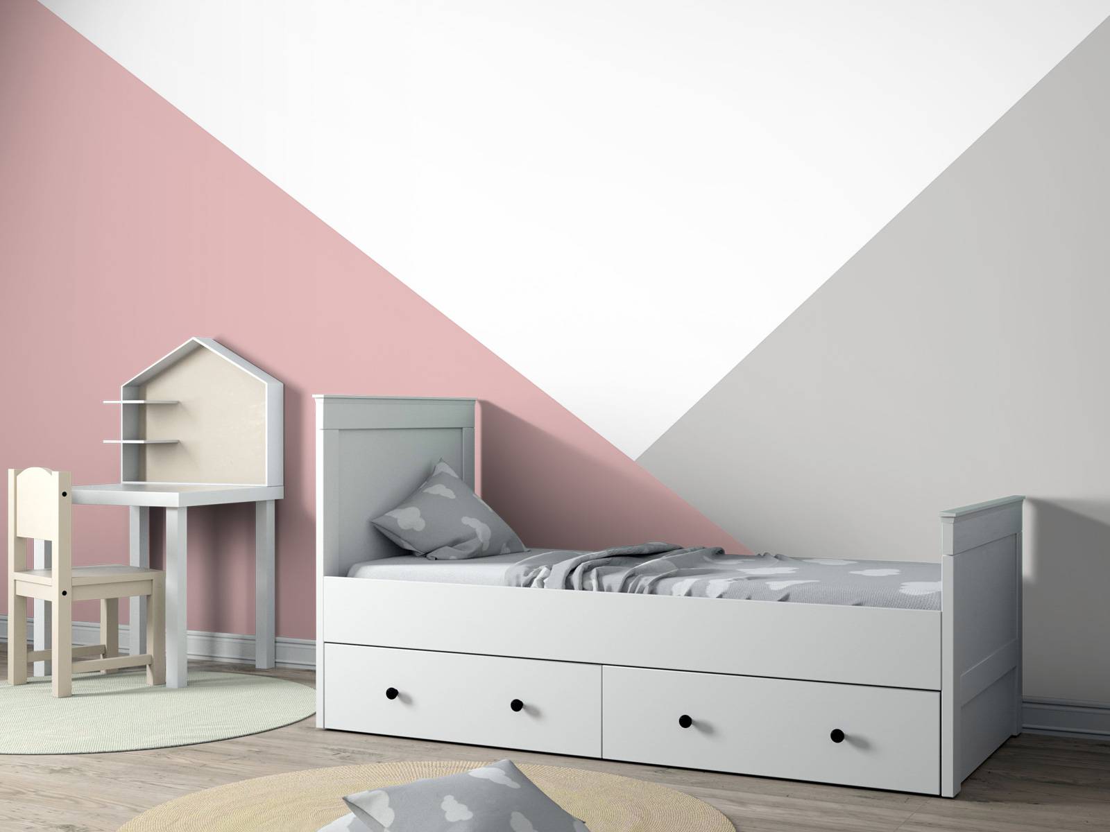 Pink and grey triangles