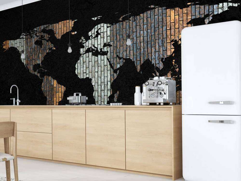 World map with vertical bricks