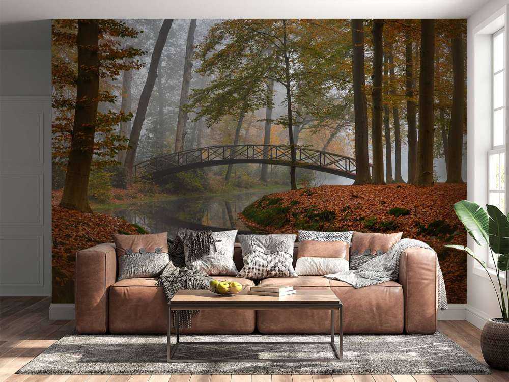 Bridge in the autumn forest